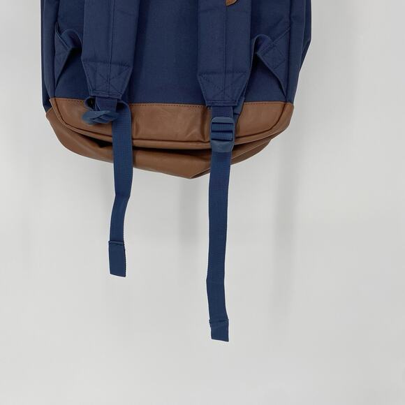 Herschel Backpack Pop Quiz 25L With Padded Laptop Compartment Navy Tan Leather - Picture 6 of 14